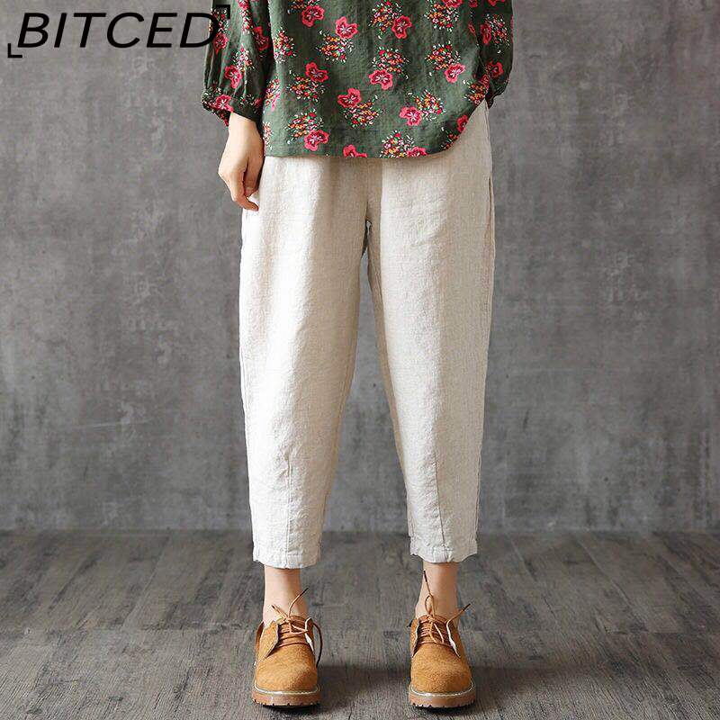 BITCED Plus Size Elastic Waist Harem Pants for Women