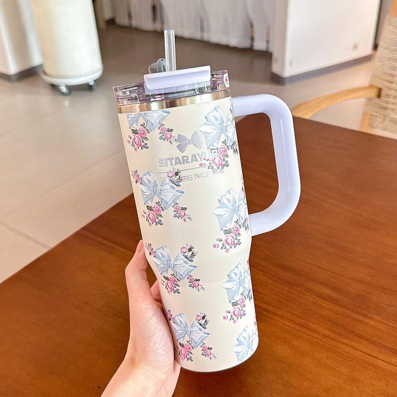 Large Capacity Thermos Cup for Women, Office Coffee Cup, Ice Cup, Straw Water Cup, Giant High-Value Cup