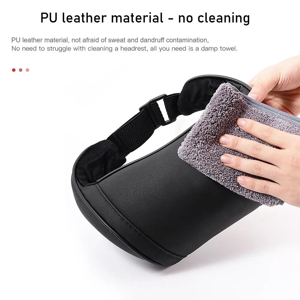 Car Seat Headrest Travel Rest Neck Pillow For Tesla All Models PU Leather Comfortable Head Support Universal Memory Foam Pillows