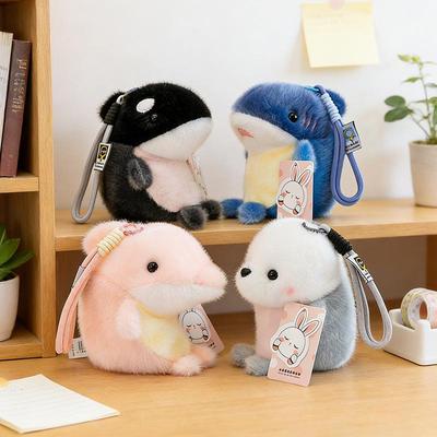 Large Plush Ocean Desk Companion Keychain: Whale, Seal & Dolphin Series Ornament