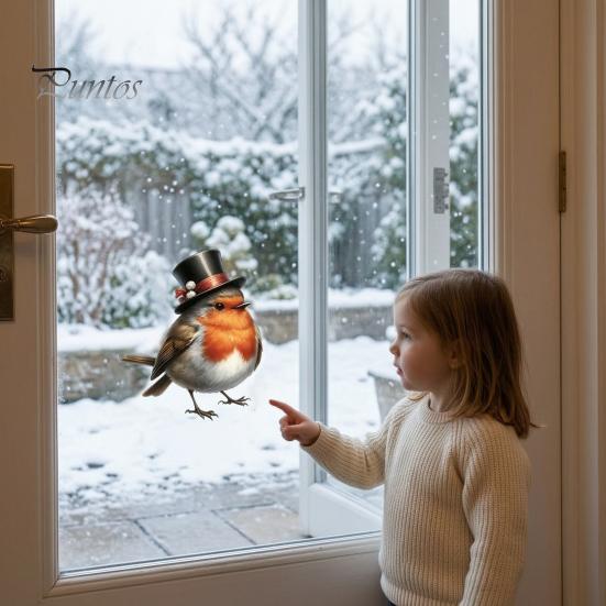 Outdoor Balcony Glass Decorations Christmas Bird Static Window Stickers, PVC Waterproof Decorative Decals Durable Indoor Accents for Holiday