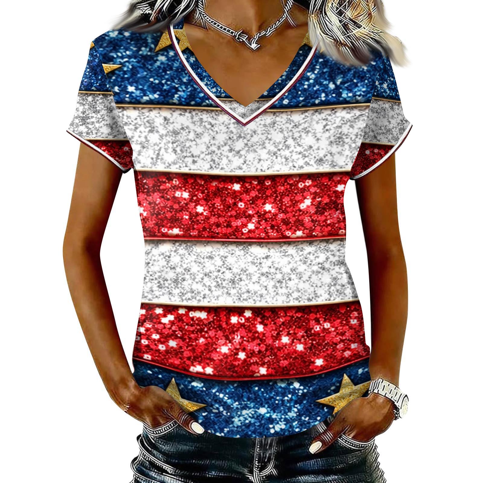 

Women s Casual V Neck Short Sleeve Pullover Printed T-Shirt Top XL кавун червоний колір