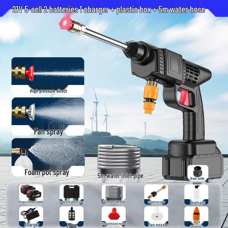 High-Power Cordless Car Wash Gun - Lithium Battery, High-Pressure for Home Use