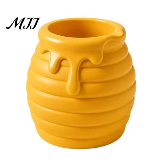 Office Desktop Organizer 3D Printed Honey Jar Pen Holder, Creative Desk for Small Item Storage Box Stationery, Makeup Brush Toothbrush Cute Container