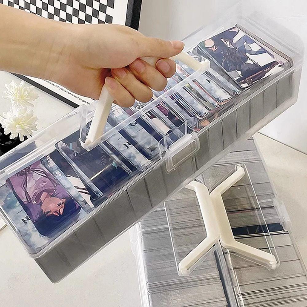 Big Capacity Photo Storage Box with Handle Transparent Cards Keeper Craft Storage Case  Label