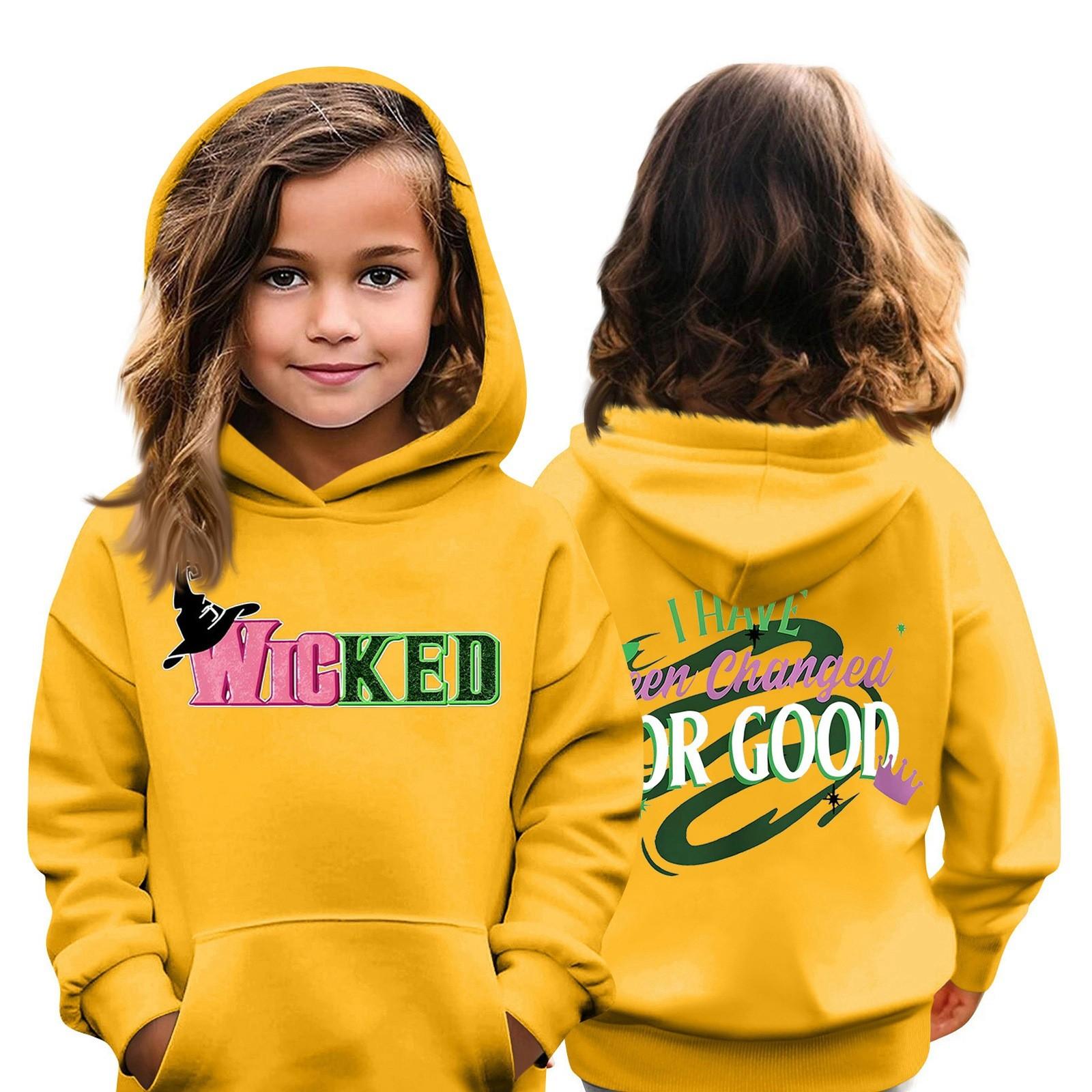 

Дитяча толстовка з капюшоном для хлопчиків і дівчаток, модна толстовка з принтом і кишеньковими рукавами, 3-14 років 100 жовтий