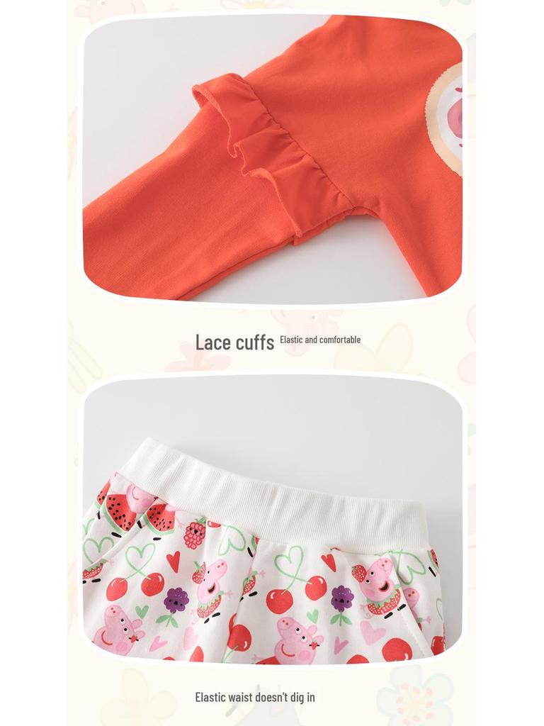 Peppa Pig Girls' Ruffle Hoodie & Sweatpants Set - Spring/Autumn Wear, Two-Piece