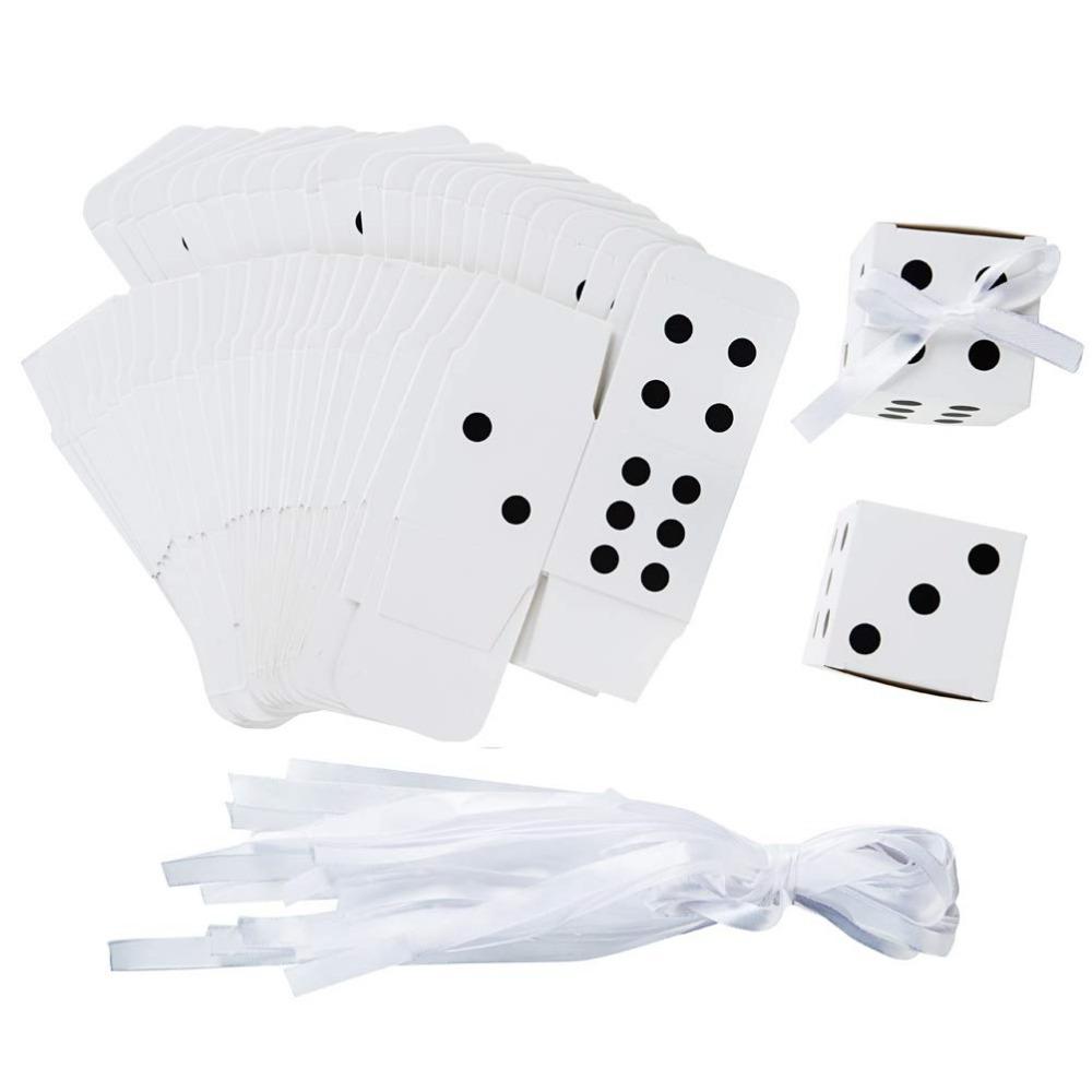 25pcs Dice-shaped Gift Boxes with Ribbon Paper Gift Packaging Box for Party Decoration Storage Box DIY Small Gift Boxes Wedding Bridesmaid