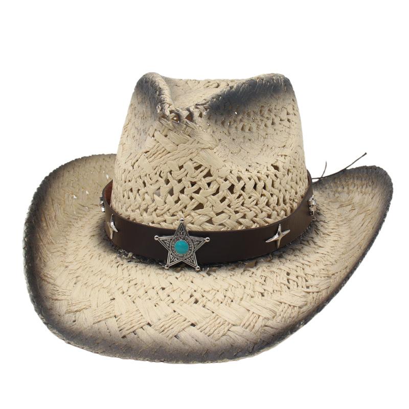 

Spray Paint Spring And Summer Sunscreen Hand-Woven Cowboy Hat Men S And Women S Big Brimmed Straw Visor one size [spray painted straw hat]