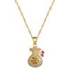 Lucky Character Auspicious Natural Wind Slightly Inlaid With Diamonds Hollowed Out Lucky Small Money Bag Pendant Collarbone Chain Jewelry