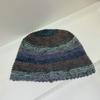 Retro knitted contrasting striped bucket hat women's autumn and winter versatile face small bucket hat casual fashion wool basin hat