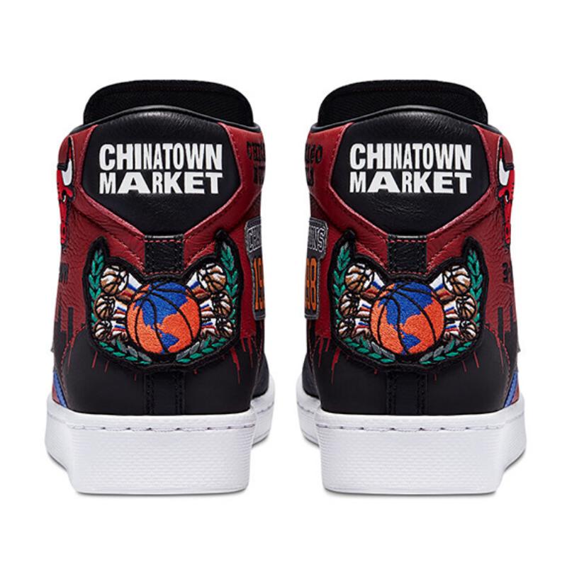 Chinatown Market X Converse Pro Leather Hi Chicago Bulls Championship Jacket Comfortable and Lightweight High Top Unisex Black and Red
