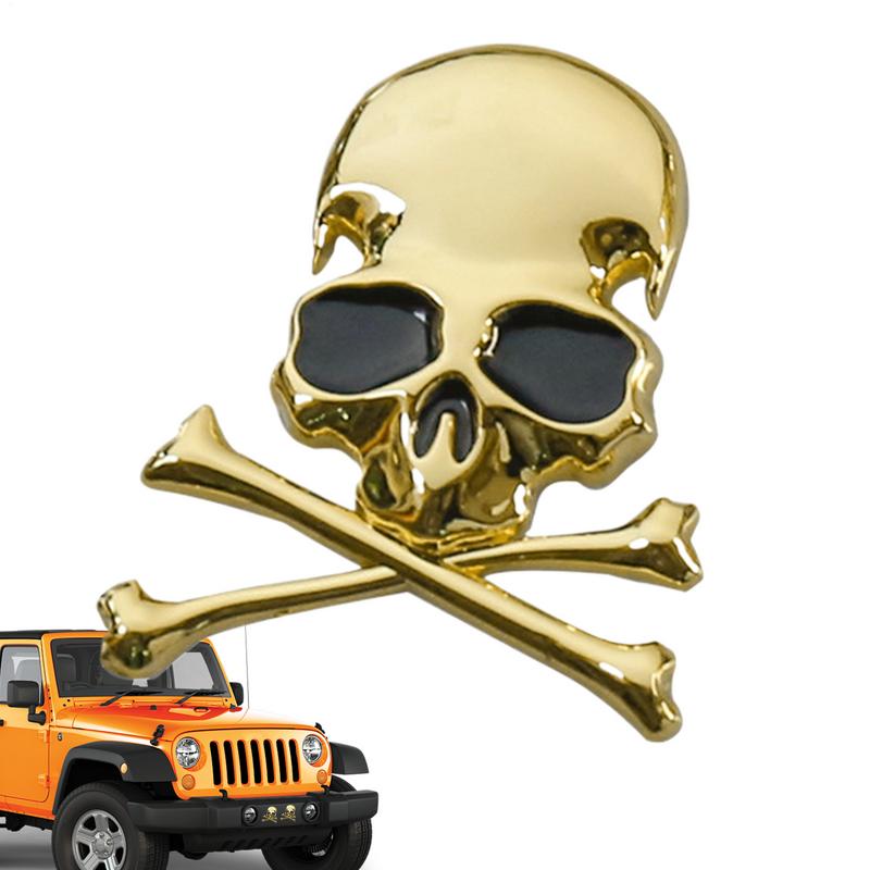 3D Metal Skull Skeleton Crossbones Car Motorcycle Sticker Truck Label Badge Car Gothic Skeleton Tail Decorative Badge Decoration