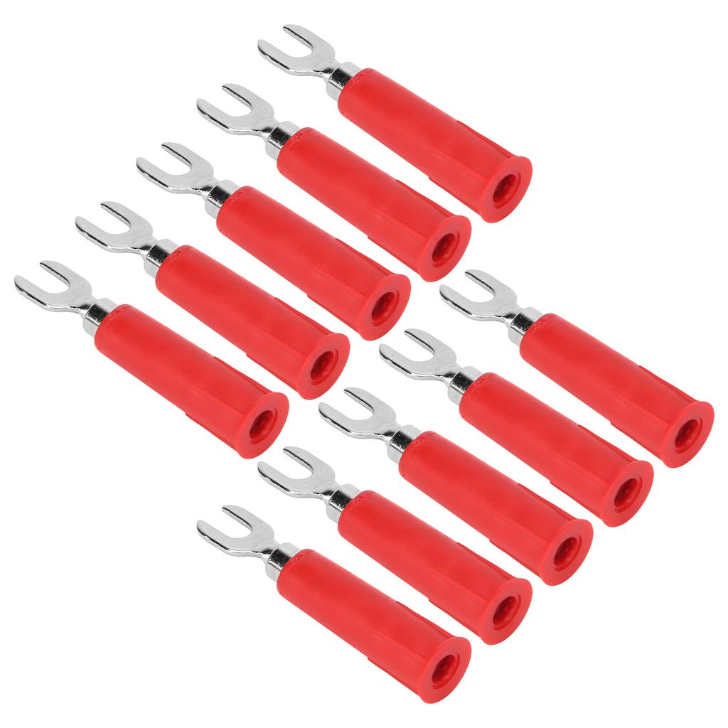 10Pcs/Set Banana Plug Adapter Insulated Fork Spade Wire Connectors U Type Electrical Crimp