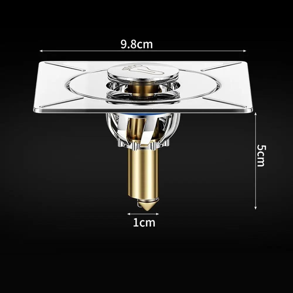Stainless Steel Press Type Floor Drain Shower Pedal Jump Up Bounce Sewer Strainer Durable Bathroom Floor Mounted Drain