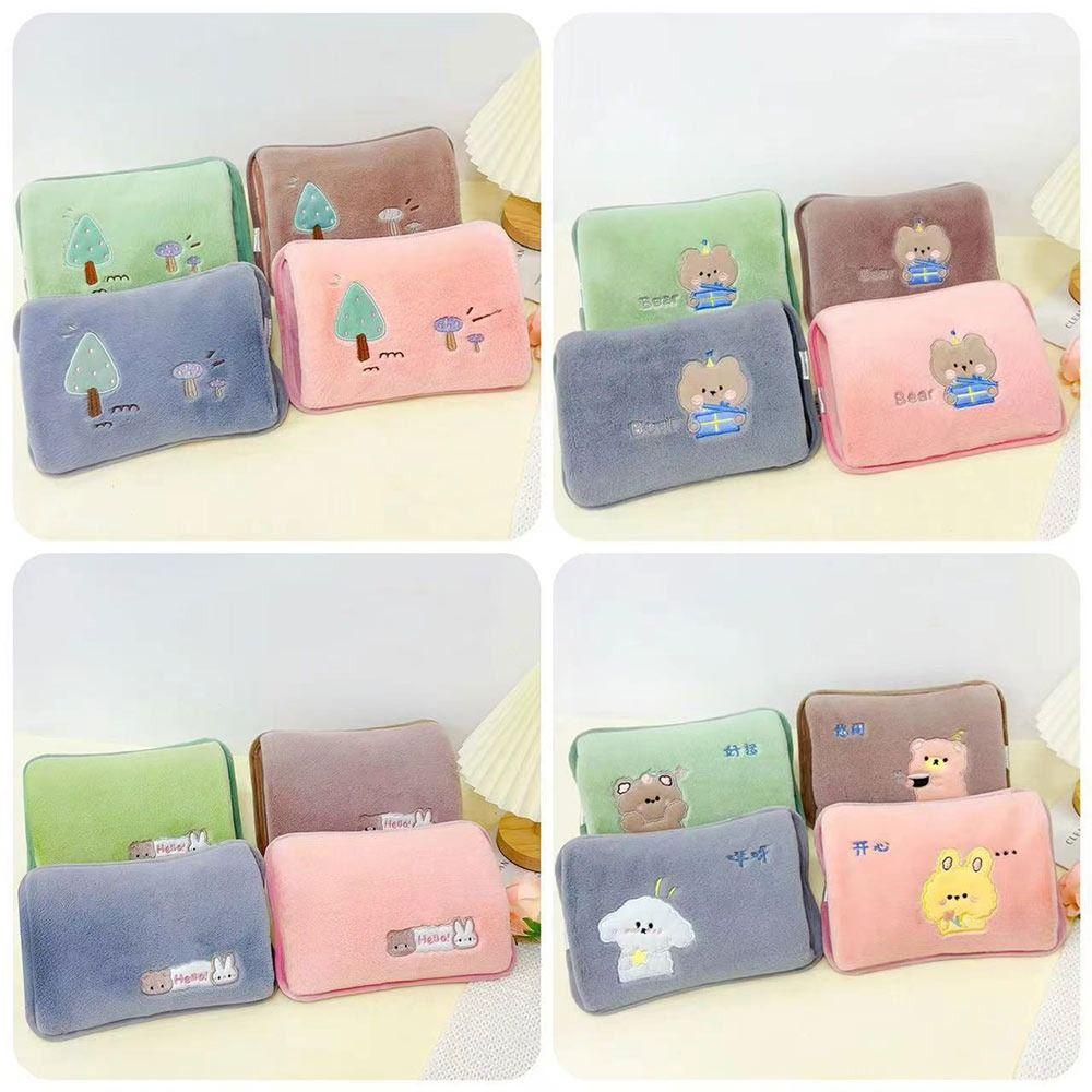 Flannelette Electric Hot Water Bottle Cartoon Pattern Hand Compress Heat Pack  for Home Office
