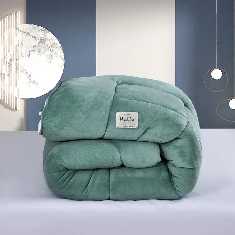 

Одеяло из овечьей шерсти новое утолщенное теплое одеяло-сердцевина зимнее общежитие односпальное студенческое зимнее одеяло 150x200cm 2.5kg темно-зеленого