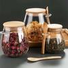 Large Capacity Transparent Glass Storage Jar with Spoon Airtight Container for Snacks Grains Tea Beans Pantry Organizer