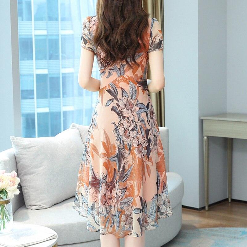 Short Sleeve Floral Summer Dress Vintage Chiffon Long Dress Women 2023 Loose Party Midi Dresses Elegant Bodycon Robe  23966