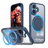 KEYSION Shockproof Matte Transparent Case for MagSafe for iPhone 17 17 Air 360° Rotating Magnetic Ring Stand Phone Back Cover