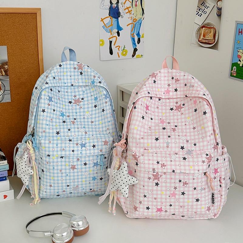 Schoolbag schoolbag female junior high school high school student star printing Korean version niche ins backpack Mori college student computer bag
