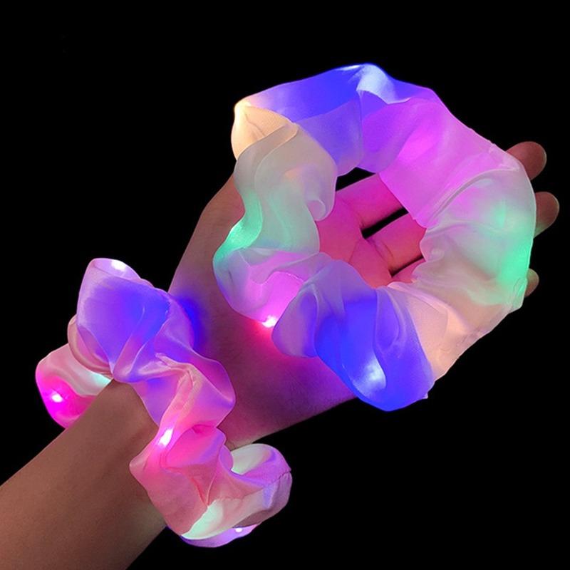 LED Leuchtender Dickdarm Haargummi Hüpfend Di Elektrisch Silbe Elastisch Blinkendes Haaraccessoire Glänzend Stütz-Stirnband