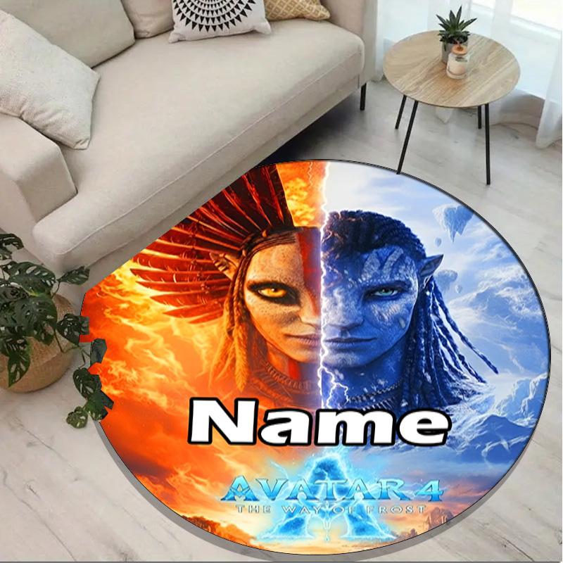 Custom Name Personalized Avatar Print Round Rug, Versatile Home Decor Carpet, for Playroom, Apartment, Balcony, Entryway, Hallway Gift