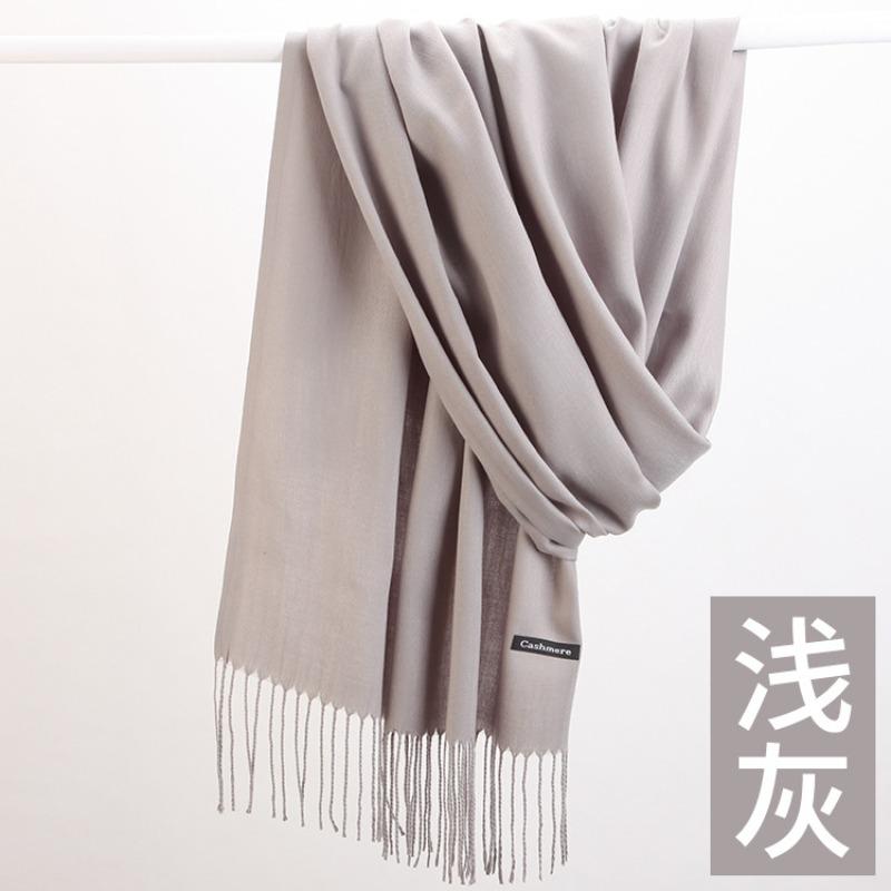 Scarf women's autumn and winter high-end sense new solid color warm scarf versatile red cashmere shawl