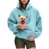 New European & American Autumn/Winter Hooded Plush Pet Bib Loose Pullover Sweatshirt for Women