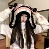 Halloween Cat Ear Hat Knit Y2K Beanie Hat Striped Party Holiday Winter Warm Hat Beanie Theme for Teens