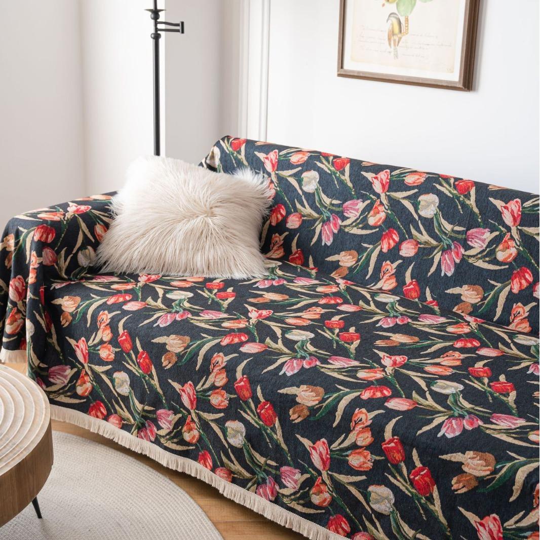 Exquisite multifunctional sofa towel cover towel American country jacquard sunflower thick retro factory direct supply 130*180