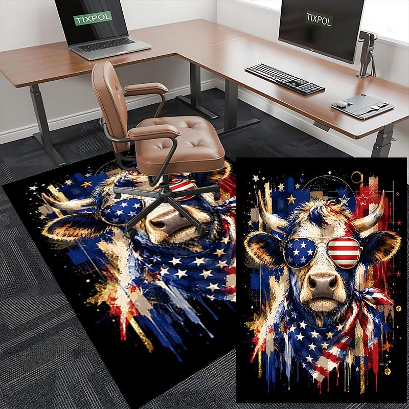 1pc American Cow Celebration Carpet Rug for Bedroom Living Room Decor Sofa Home Game Area Rug Non-slip Floor Mat. D7220192