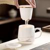 Gold Inlaid Jade Porcelain Tea Mug Set