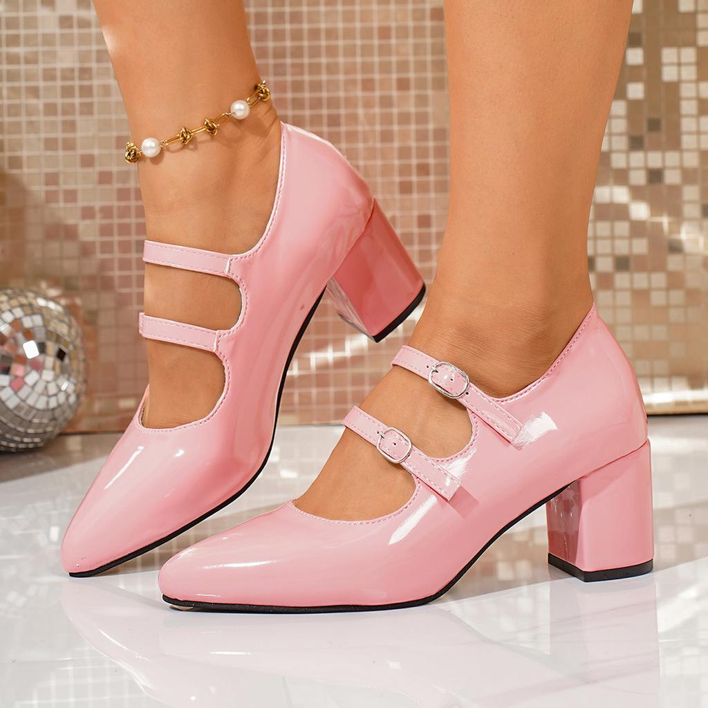 Scarpe Mary Jane Vintage da Donna Taglie Forti, Décolleté con Tacco Medio e Grosso