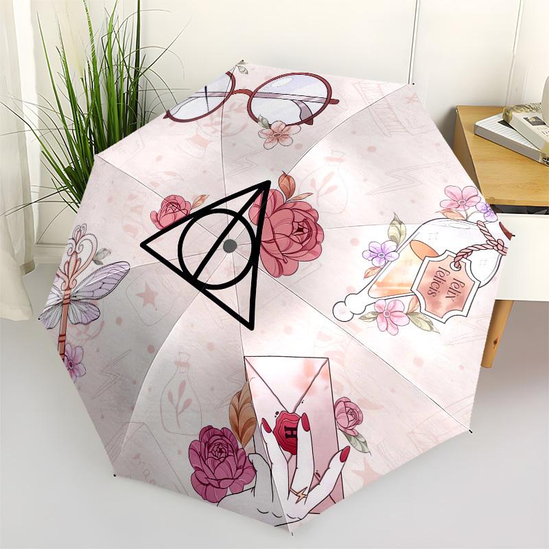

1pc Magical Symbols and Flowers Umbrella with Plastic Handle,Cartoon Pattern,Suitable for All Seasons Multi-functional Umbrella402