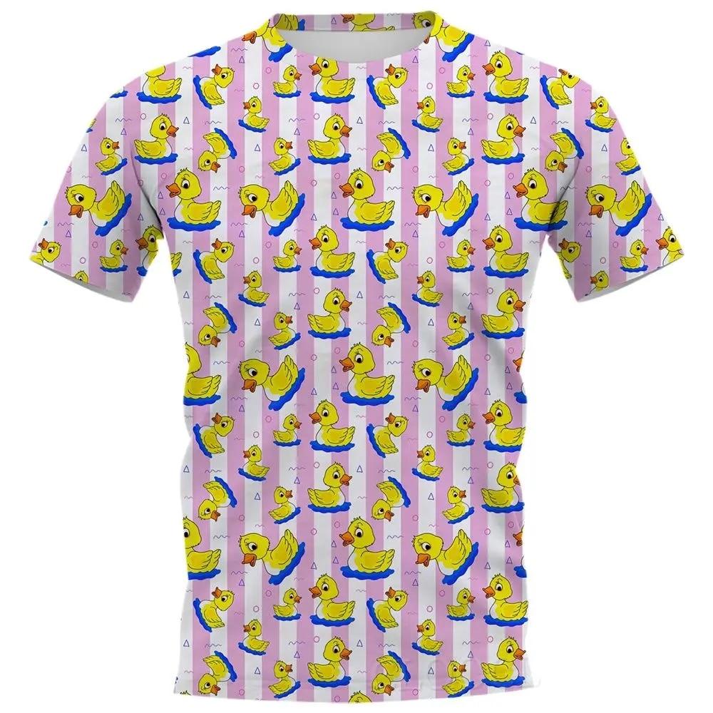 Cartoon Little Yellow Duck T-shirt 3D Print Fashion Casual Men Women T Shirts O-Neck Short Sleeve Cool Streetwear Oversized Tops
