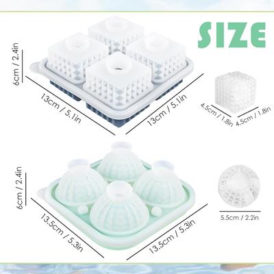 Silicone Ice Cube Mold Tray with Lid - Prism Ball Ice Cube Mold Suitable for Whisky Cocktails, Juice, Etc. Ice Cube Mold Cocktai