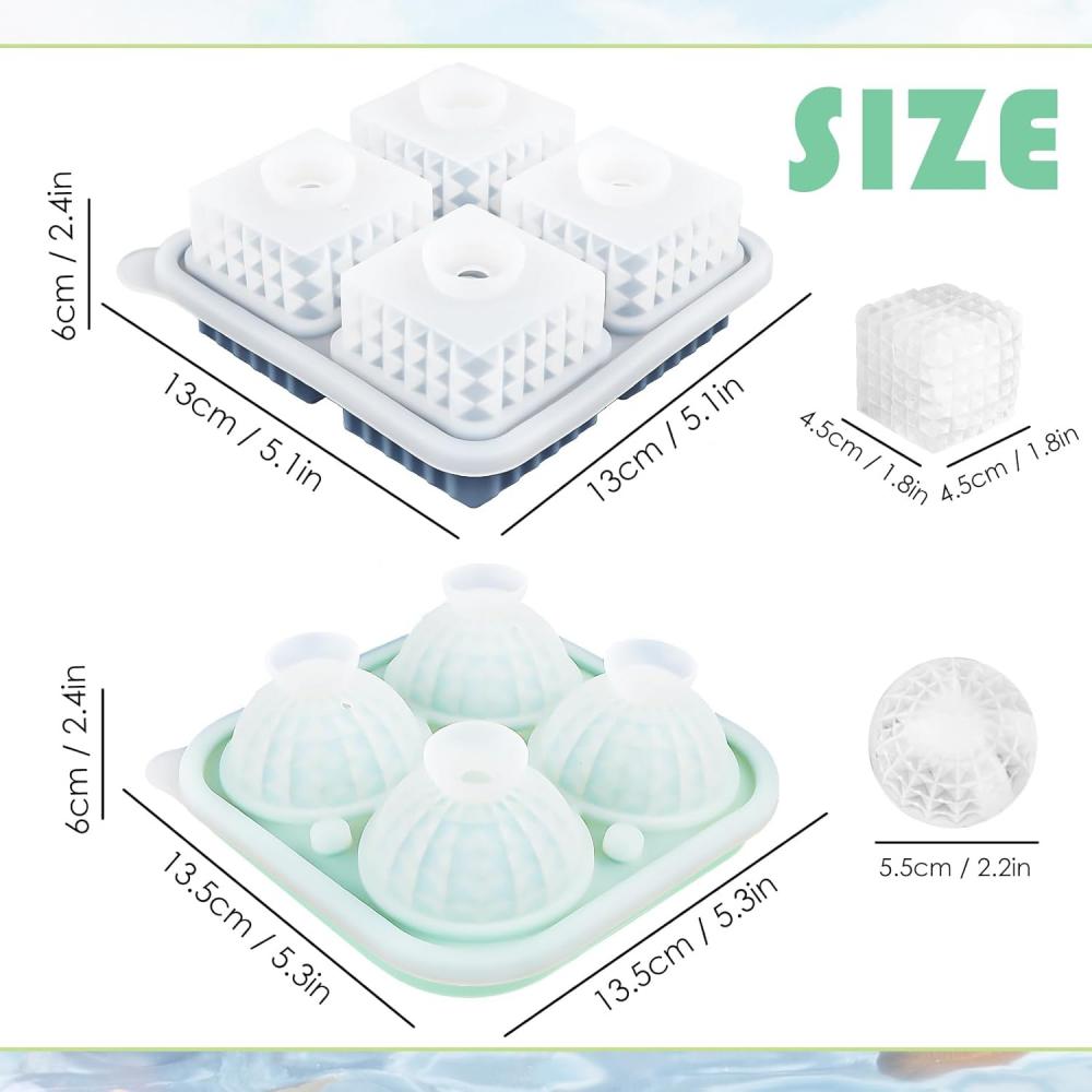 Diamond-shaped crystal ball ice mold, large spherical silicone round ice mold, fun shaped ice cube tray with transparent funnel-