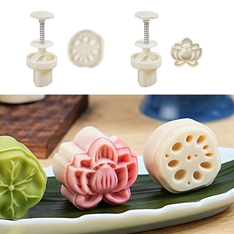 Chinese Style Flower Mooncakes Stamp Tool Green Bean Pastries Stamp Innovative Pastries Mold for Cultural Celebrations