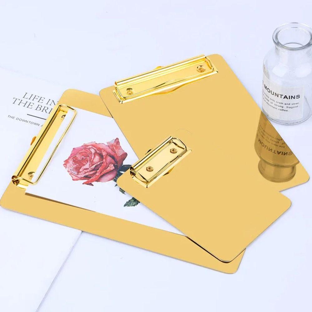 Durable Paper Organizer Stainless Steel File Folder Menu Paper Holder Writing Clipboard Office