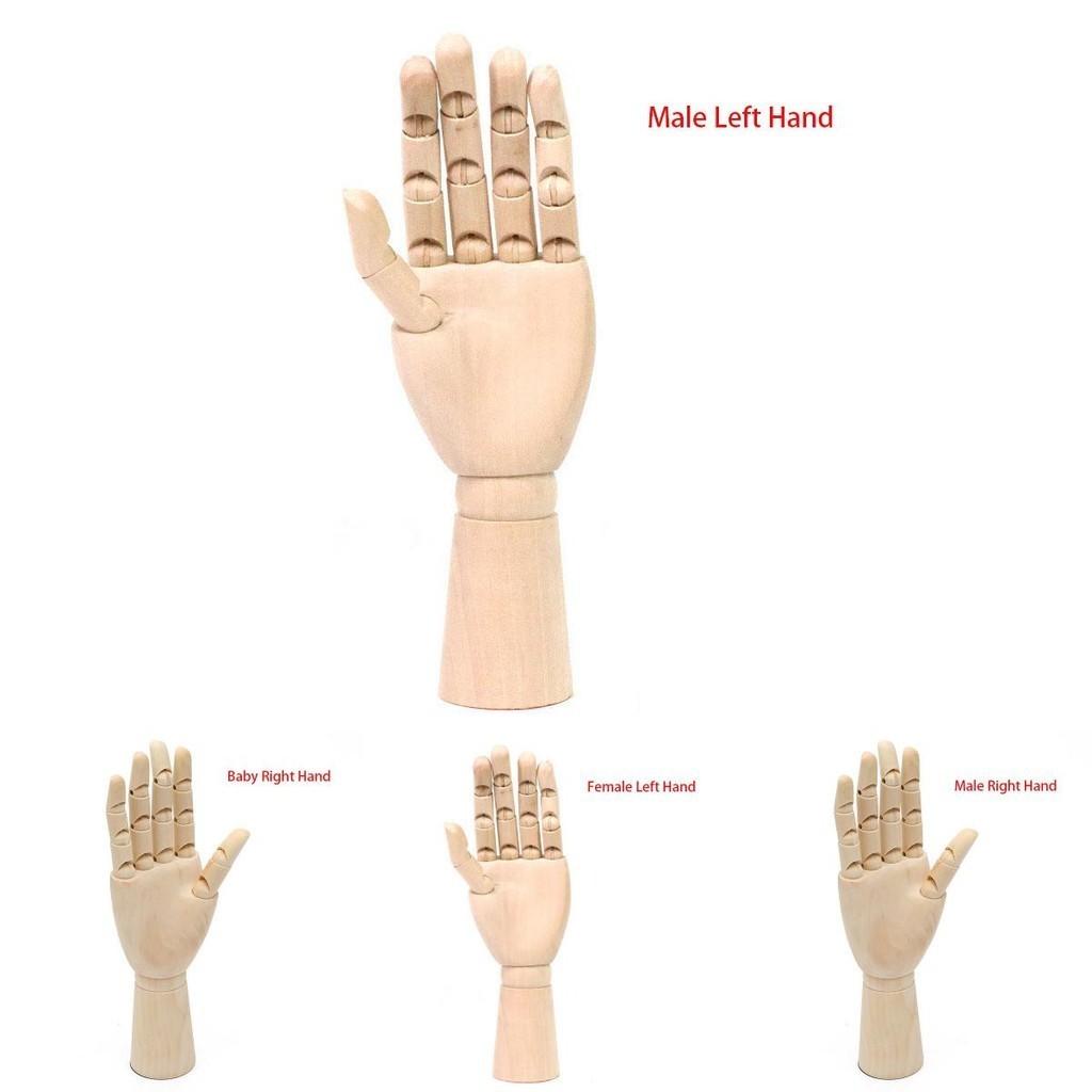 Elegant Wooden Right Left Hand Model For Sketching Drawing With Jointed Movable Fingers Mannequin