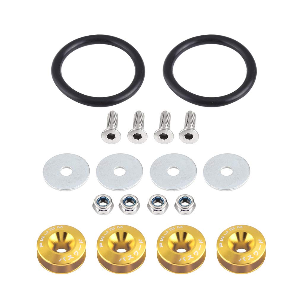 Aluminum Alloy Car Quick Release Fender Bumper Washers 9 Colors Set of 4 Durable (Yellow)