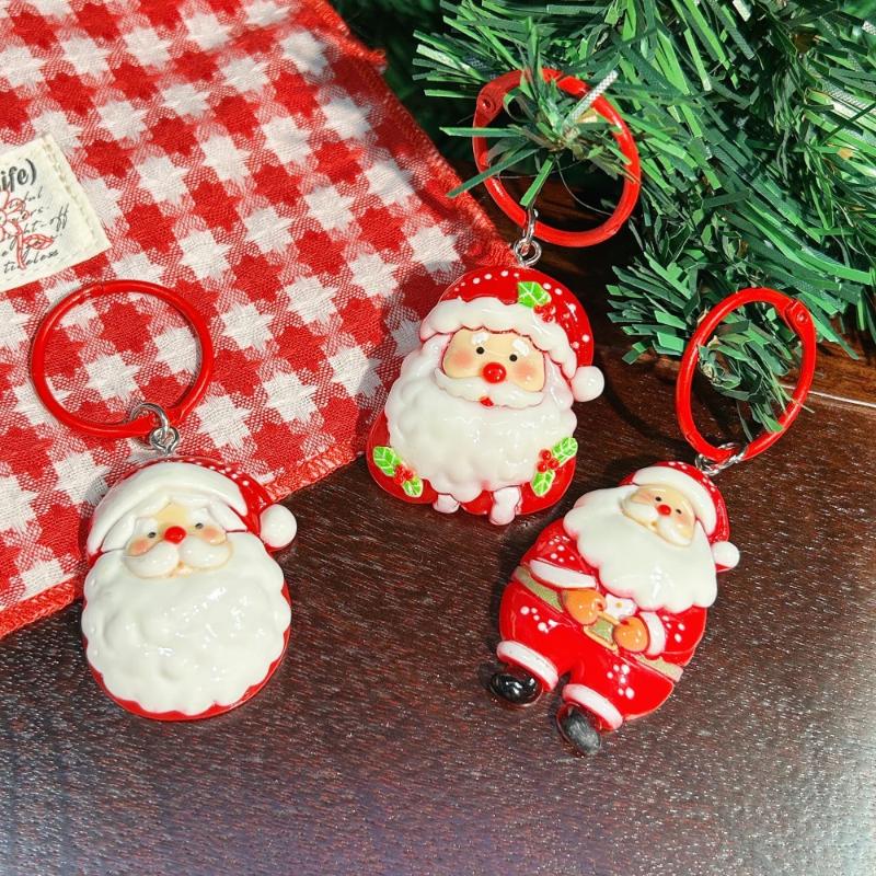 Cute Christmas Keychain Cartoon Santa Claus Christmas Tree Pendant Backpack Hanging Decoration For Women Men Year Gift