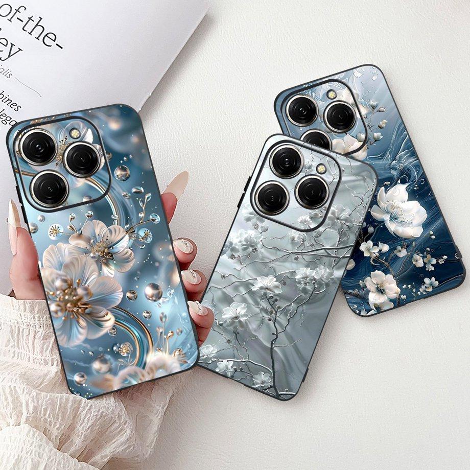 Luxury Matte Silicone Soft Case For Tecno Spark 20 20Pro 20 Pro+ 4G 5G Spark 20C KJ7 KJ6 KJ5 BG7 Capa Flower Loving Heart Cover