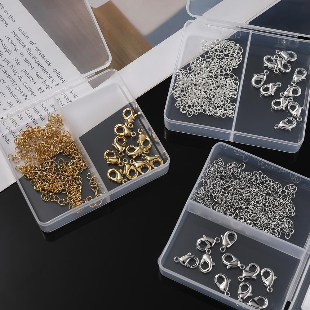 1Box 18K Gold Color Plated Lobster Clasps Extension Chains Sets For Diy Bracelet Necklace  Jewelry Making Accessories