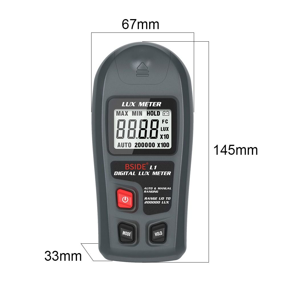 True RMS Handheld Illuminance Meter Max Min LCD 200K Lux/Fc Photometer Lux Tester Digital Light Meter
