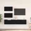 Wall-mounted TV Cabinet - MAISON EXCLUSIVE - 4 Pcs Set - Black Oak - Engineered Wood - Wall Mounting