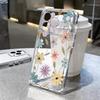 White Peony Cartoon Floral Case For iPhone 17 Pro Max Coque iPhone 16 15 14 13 12 Pro Max 11 Clear TPU Silicone Soft Cover