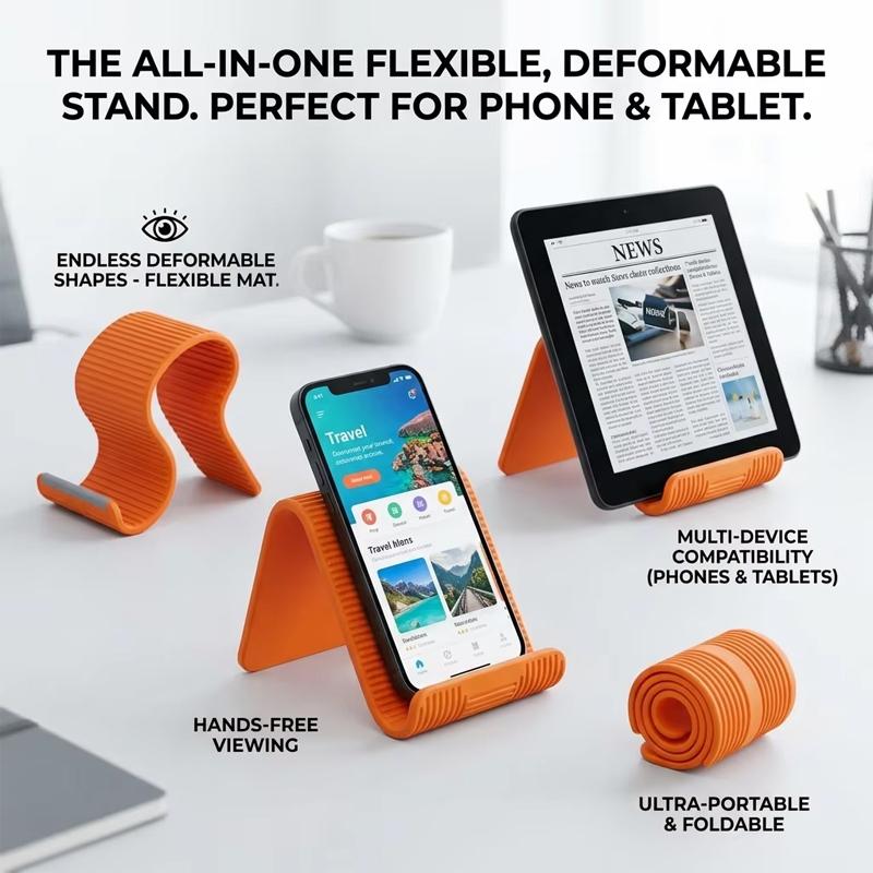 Flexible Foldable Silicone Phone Stand Portable Adjustable Universal Holder for Desktop Tablet Laptop Travel Office Accessory