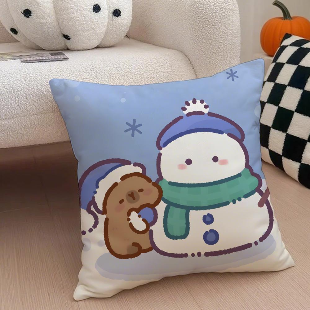CChristmas snowman bear Cushion Cover Throw Pillow Cover Hidden Button Durable Polyester Chair Cushion